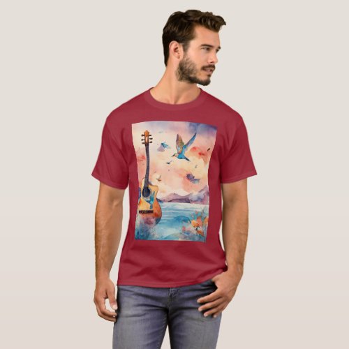 Melodic Symphony Abstract Musical Fusion T_Shirt