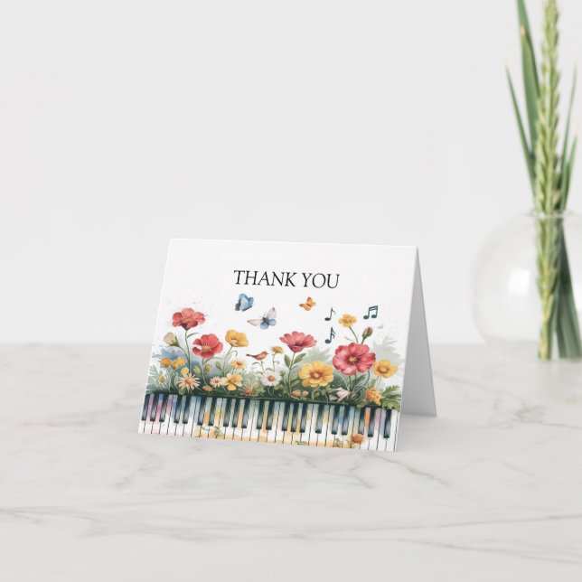 Melodies in Bloom Letterpress Thank You Card (Front)