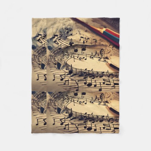 Melodies in Motion A Musical Doodle   Fleece Blanket
