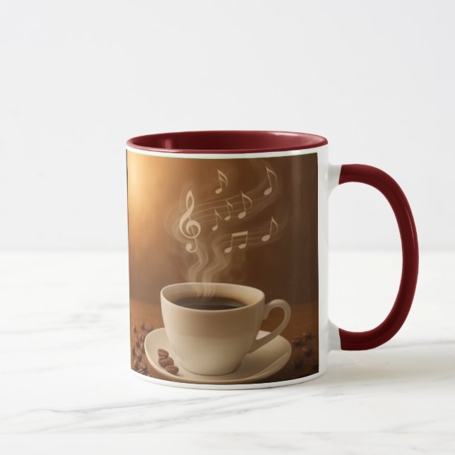 "Melodies in Steam: Musical Coffee Cup Art Mug" (Right)