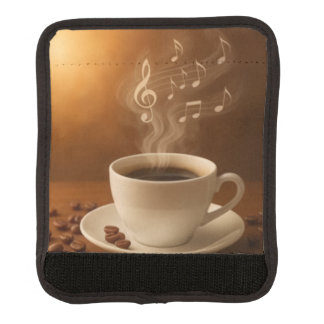 "Melodies in Steam: Musical Coffee Cup Art Mug" Luggage Handle Wrap
