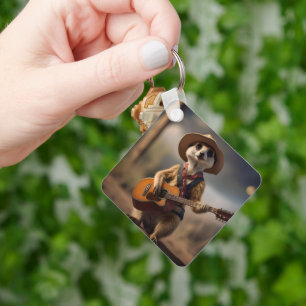 Melodies of the Savanna: Meerkat Guitar Serenade, Keychain