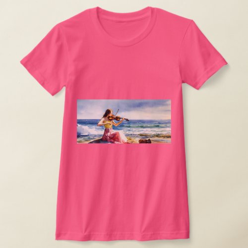 Melodies of the Sea Serene Violinist T_Shirt 
