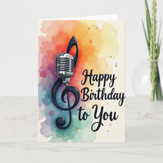 Melody Clef Watercolor Card (Front)