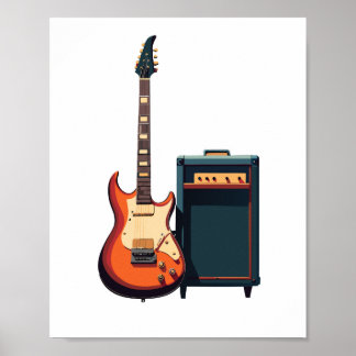 Melody electric guitar and amplifier poster