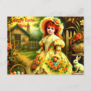 MELODY ~ HAPPY EASTER BUNNY GREETING ~ HOLIDAY POSTCARD