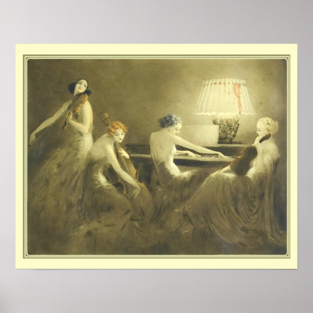 "Melody Hour" Art Deco Print by Louis Icart (Front)