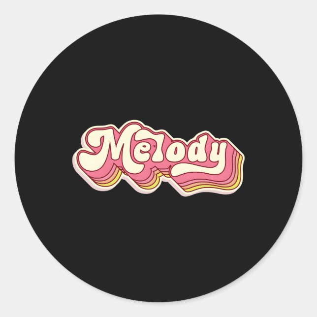 Melody Name Personalized First Name Surname Classic Round Sticker (Front)