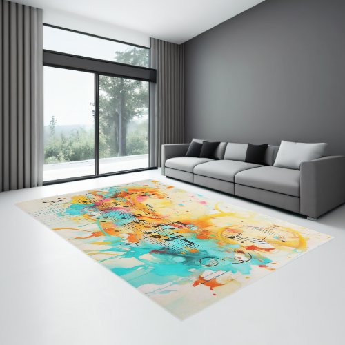 Melody of colors and music notes rug