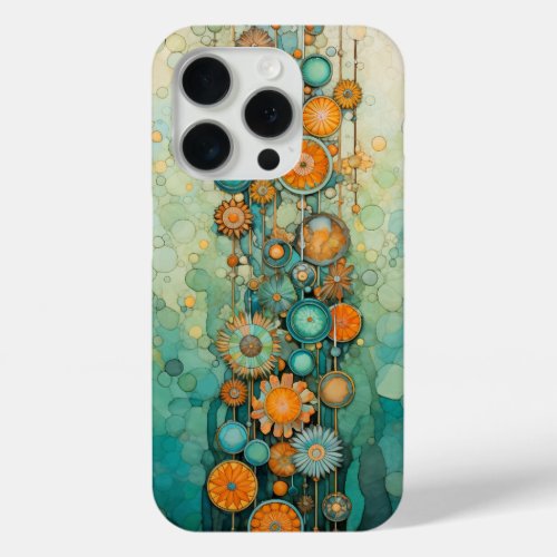 Melody of Florals _ Harmony in Aqua and Ivory 4 iPhone 15 Pro Case