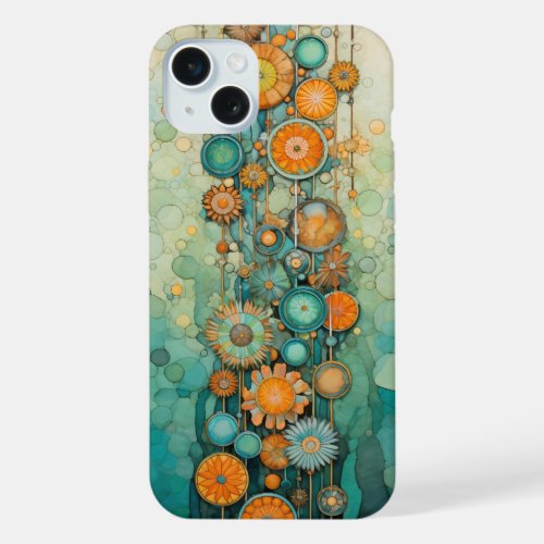 Melody of Florals _ Harmony in Aqua and Ivory 4 iPhone 15 Plus Case