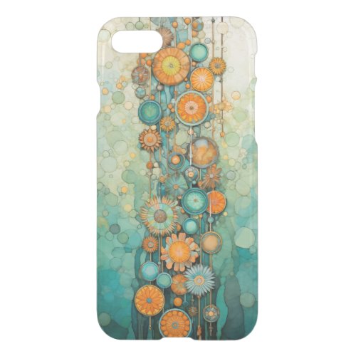 Melody of Florals _ Harmony in Aqua and Ivory 4 iPhone SE87 Case