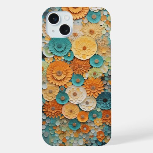 Melody of Florals _ Harmony in Aqua and Ivory 5 iPhone 15 Plus Case