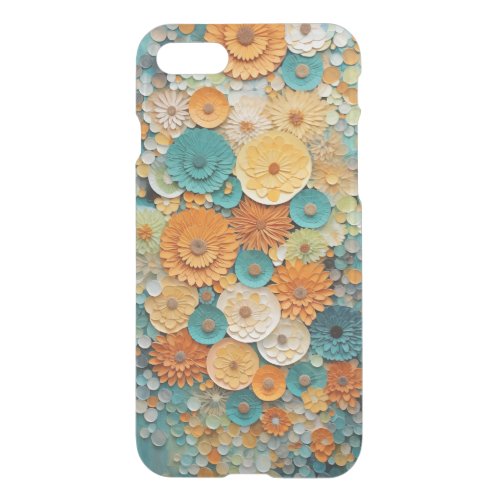 Melody of Florals _ Harmony in Aqua and Ivory 5 iPhone SE87 Case