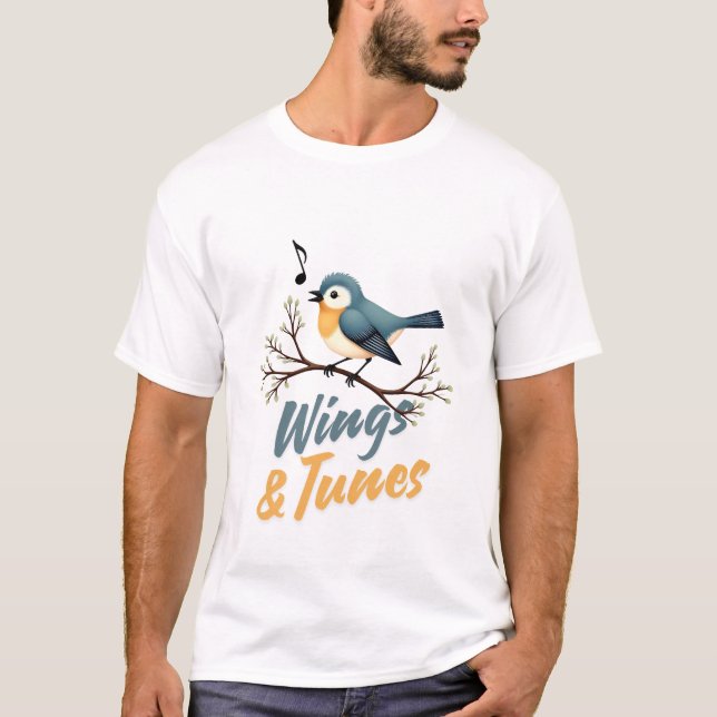 Melody of the Sky: Bird Singing T-Shirt (Front)