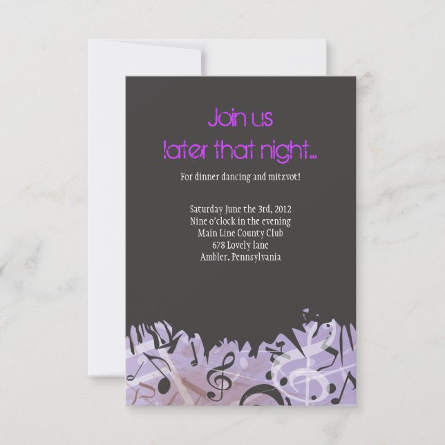 MELODY of the TORAH Bar Bat Mitzvah Party Card (Front)