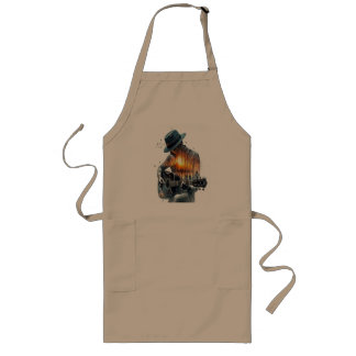Melody Within: Double Exposure Guitarist Design Long Apron