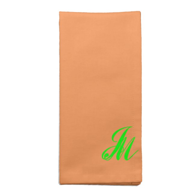 Melon and Lime Double Monogrammed J and M Napkins (Folded)