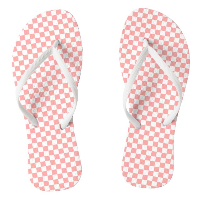 Melon and White Checkered Flip Flops (Footbed)