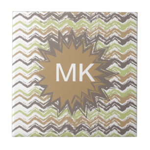 Melon Brandy Scribble ZigZag Pattern Ceramic Tile