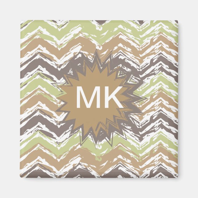 Melon Brandy Scribble ZigZag Pattern Magnet (Front)