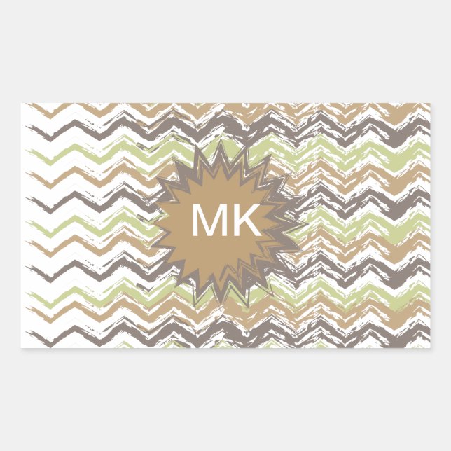 Melon Brandy Scribble ZigZag Pattern Rectangular Sticker (Front)
