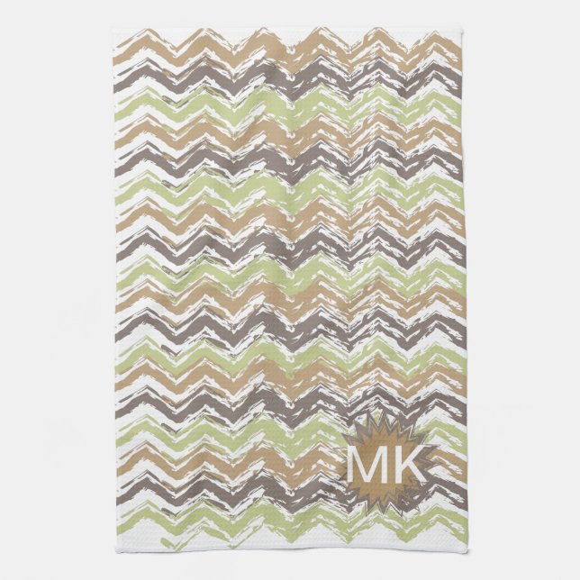 Melon Brandy Scribble ZigZag Pattern Towel (Vertical)