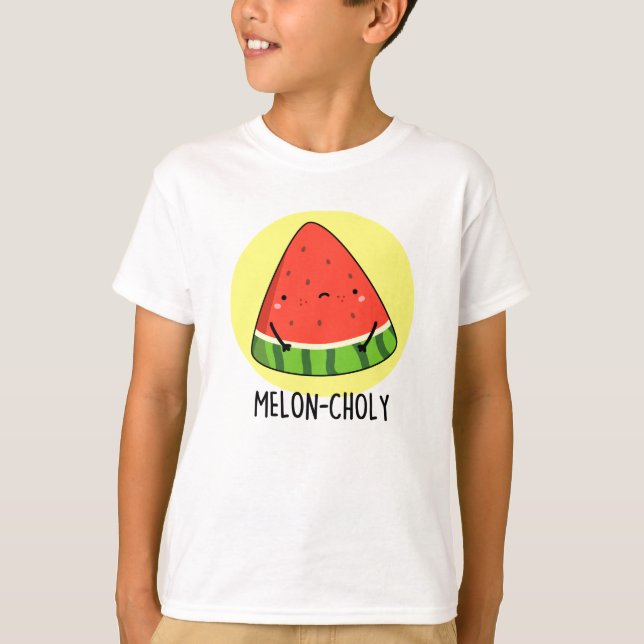Melon-choly Funny Sad Watermelon Pun  T-Shirt (Front)