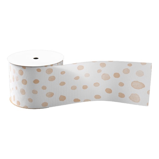 Melon Confetti Watercolor Dots Ribbon (Spool)