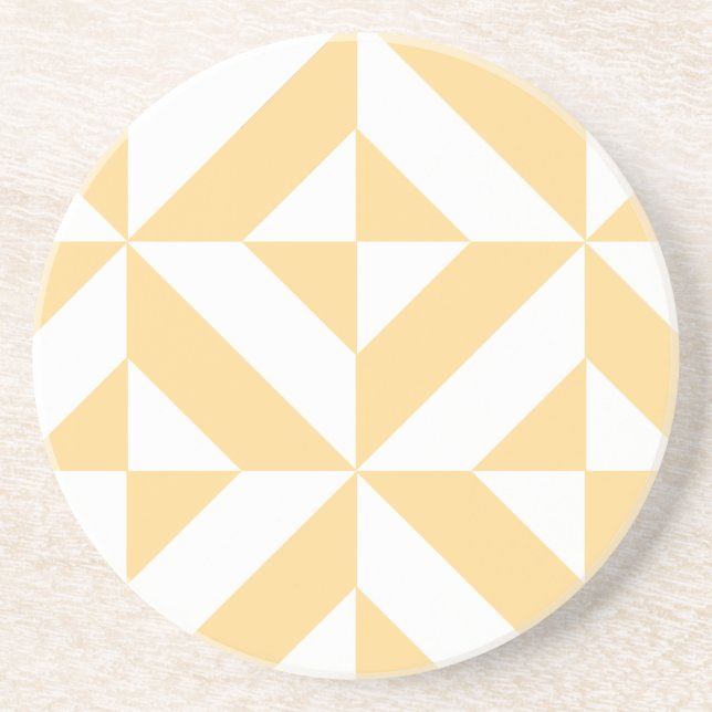 Melon Geometric Art Deco Drink Coaster (Front)