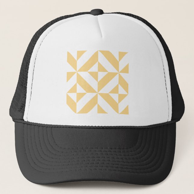 Melon Geometric Art Deco Trucker Hat (Front)
