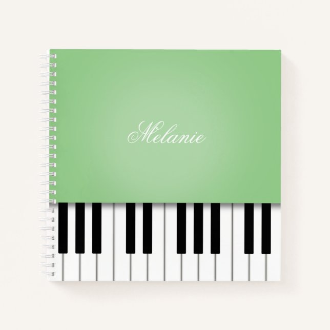 Melon Green Piano Music Keyboard Personalized Notebook (Front)