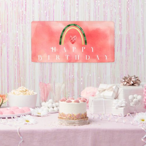 Melon Heart Watermelon Birthday Banner