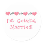 Melon Hearts I'm Getting Married Classic Round Sticker