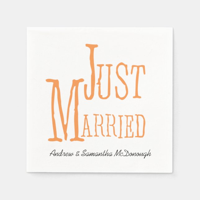 Melon Just Married Personalized Paper Napkins (Front)