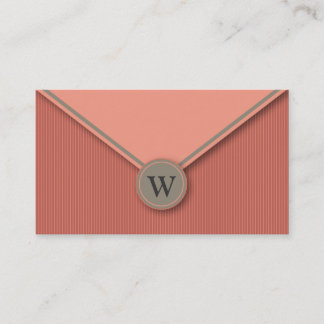 Melon Monogram Elegant Envelope Business Cards