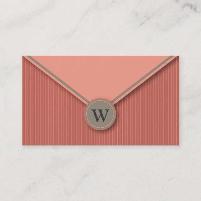 Melon Monogram Elegant Envelope Business Cards (Front)