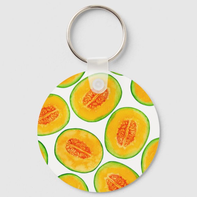 Melon slices watercolor pattern keychain (Front)