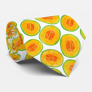 Melon slices watercolor pattern neck tie