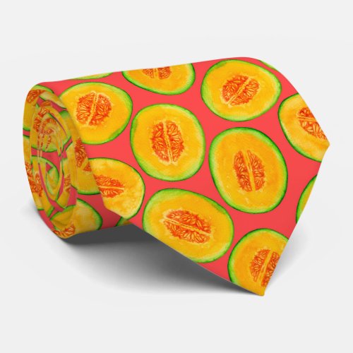 Melon slices watercolor pattern neck tie