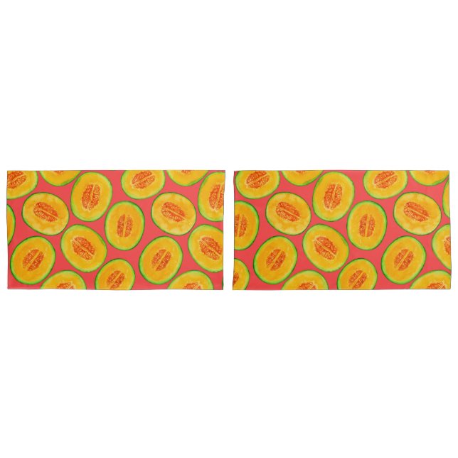 Melon slices watercolor pattern pillow case (Front-Set)