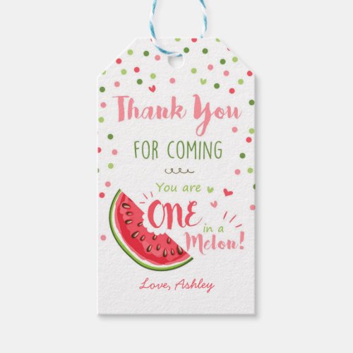 Melon thank you favor gift tag Girl One in a melon