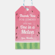 Melon thank you favor gift tag Girl One in a melon