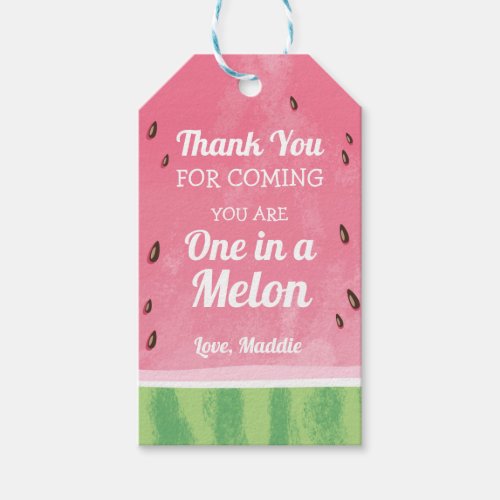 Melon thank you favor gift tag Girl One in a melon