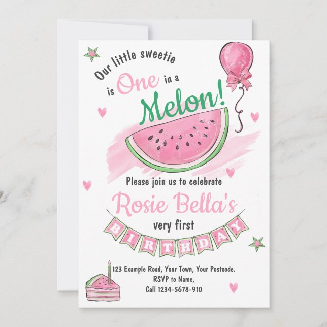 Melon Themed Birthday Invitation (Front)