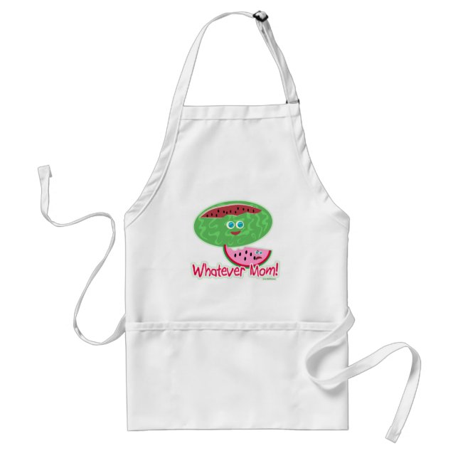 Melon Whatever Mom Funny Cartoon Slogan Adult Apron (Front)