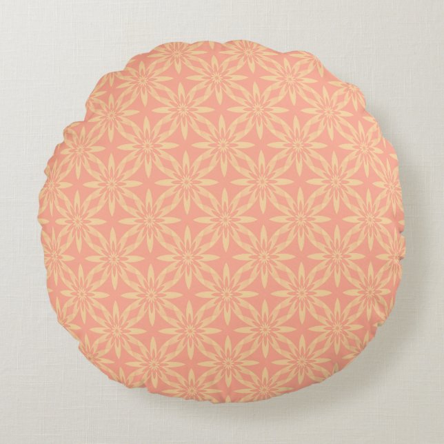 Melon Yellow Flower Seamless Pattern Round Pillow (Front)