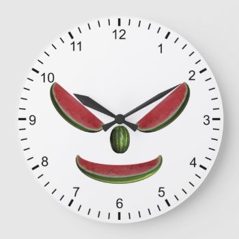 Melons Face Large Clock by Emangl3D at Zazzle