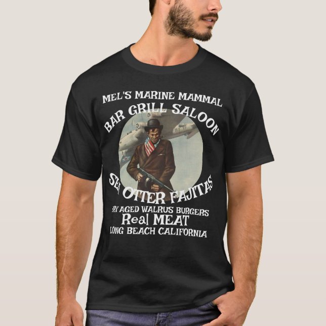 Mel's Marine Mammal Grill Sea Otter Fajitas Walrus T-Shirt (Front)
