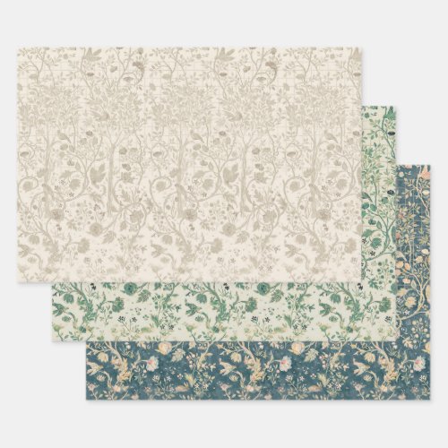 MELSETTER TRIO _ WILLIAM MORRIS DECOUPAGE WRAPPING PAPER SHEETS